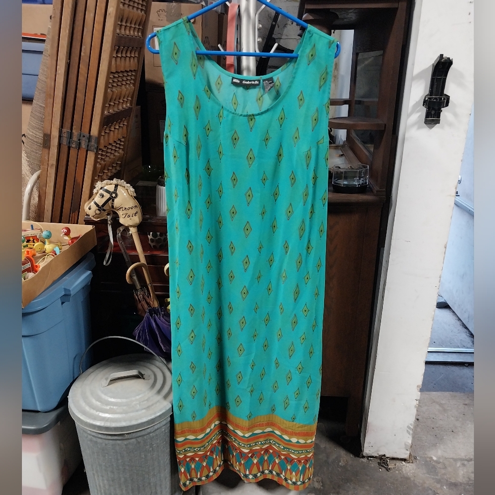 Mlle Gabrielle Teal and Orange Maxi Dress